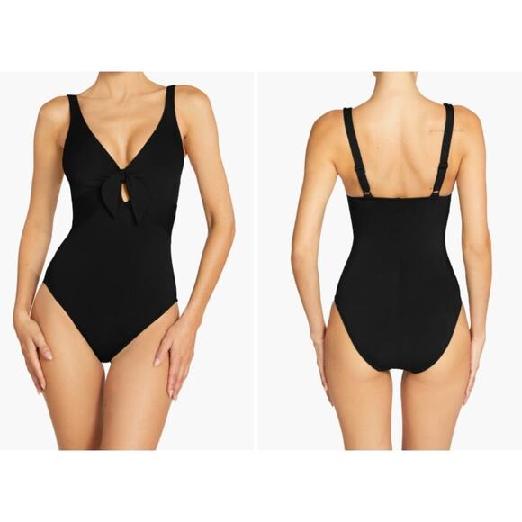 Robin Piccone Bathing Suit Ava Knit One Piece Swimsuit Black Size 4 NWT - Picture 1 of 10